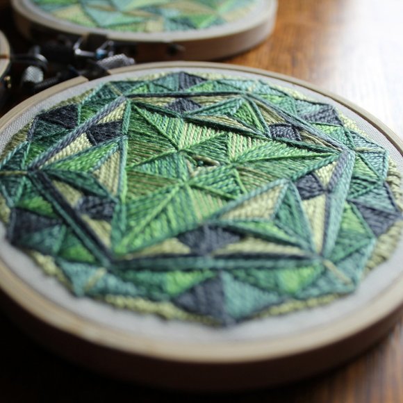 Geometric Mandala Hand Embroidered Textile Art